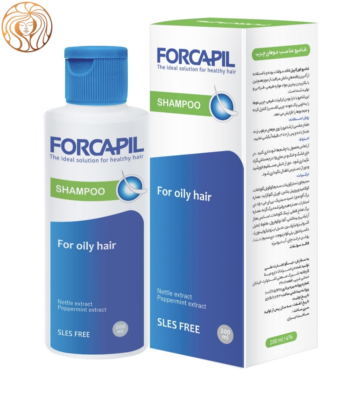 شامپو فورکاپیل مدل Sulfate Free مناسب موهای چرب حجم 200 میلی لیتر