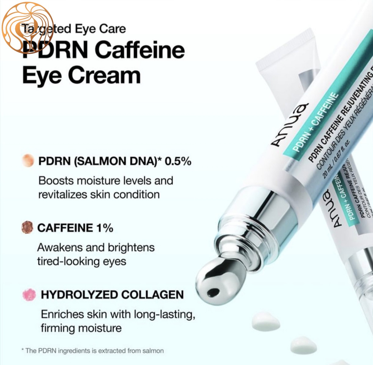 دور چشم آنوا هیدرو فرمینگ PDRN + CAFFEINE HYDRO FIRMING REJUVENATING EYE CREAM