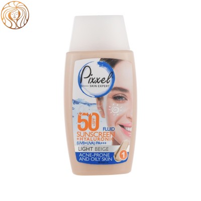 ضد آفتاب رنگ روشن پیکسل با Spf50 مناسب پوست چرب و جوش دار حجم 50 میلی لیتر