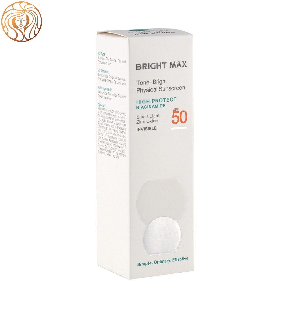 ضد آفتاب فیزیکال بی رنگ برایت مکس مدل Tone Bright با SPF 50 حجم 40 میلی لیتر