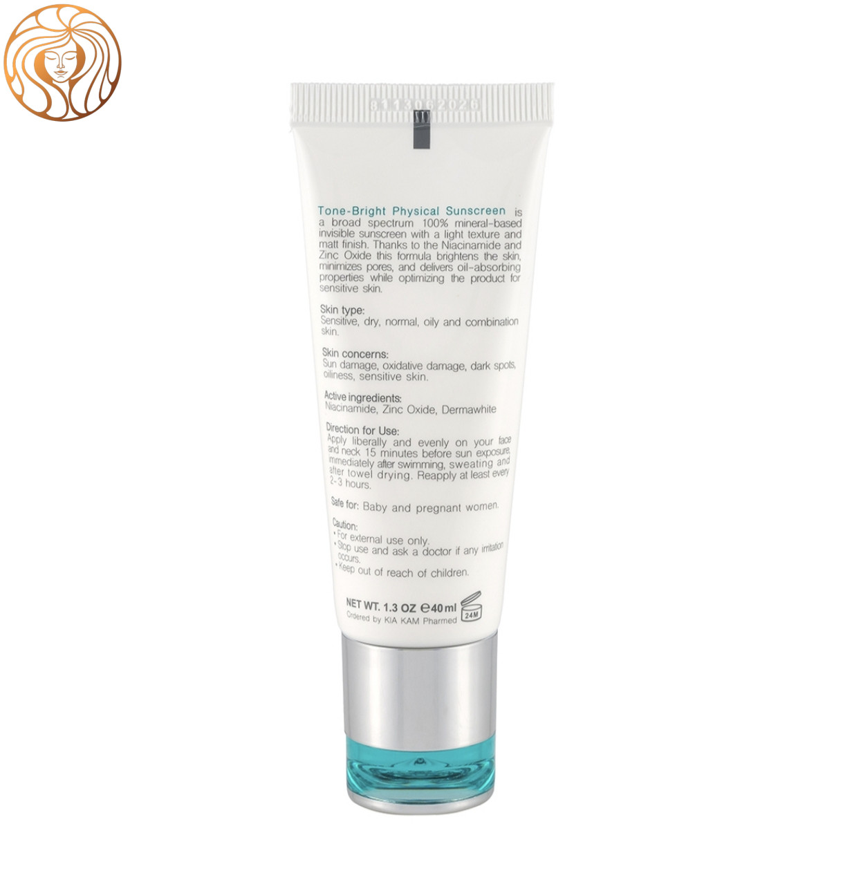 ضد آفتاب فیزیکال بی رنگ برایت مکس مدل Tone Bright با SPF 50 حجم 40 میلی لیتر
